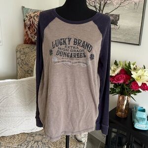 Lucky Brand Olive and Charcoal Graphic Tee